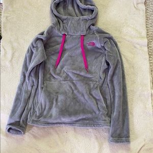 Girls North Face fuzzy hoodie